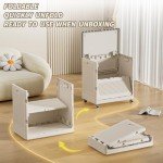 HAIXIN Large Plastic Storage Bins, Folding Storage Containers with Wheels, Sports Equipment Organizer, Basketball, Golf Balls, Home Garage Storage Box (Milk White, 32.4Gal)