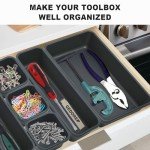 QYQRQF Tool Box Organizer, Tool Drawer Organizer Tray Divider Toolbox Organization Garage Tool Organizers and Storage for Rolling Tool Chest Cabinet Workbench Desk Drawer Organization, Black (32PCS)