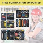 QYQRQF Tool Box Organizer, Tool Drawer Organizer Tray Divider Toolbox Organization Garage Tool Organizers and Storage for Rolling Tool Chest Cabinet Workbench Desk Drawer Organization, Black (32PCS)