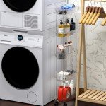 SuoXing 5 Tier Rolling Cart with Wheels,Clear Bathroom Storage Organizer,Narrow Laundry Room Storage and Utility Cart Mobile Shelving Unit,Slim Snack,Craft,Book Dorm Storage Cart for Small Spaces