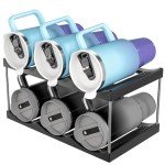 Black Water Bottle Organizer,Stackable Bottle Storage Rack,2 Pack Wine and Tumbler Water Bottle Holder for Cabinet Organization and Storage,Plastic Wine Display