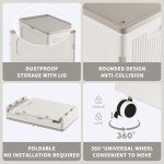 HAIXIN Large Plastic Storage Bins, Folding Storage Containers with Wheels, Sports Equipment Organizer, Basketball, Golf Balls, Home Garage Storage Box (Milk White, 32.4Gal)