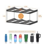 Black Water Bottle Organizer,Stackable Bottle Storage Rack,2 Pack Wine and Tumbler Water Bottle Holder for Cabinet Organization and Storage,Plastic Wine Display