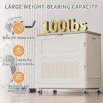 HAIXIN Large Plastic Storage Bins, Folding Storage Containers with Wheels, Sports Equipment Organizer, Basketball, Golf Balls, Home Garage Storage Box (Milk White, 32.4Gal)