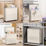 HAIXIN Large Plastic Storage Bins, Folding Storage Containers with Wheels, Sports Equipment Organizer, Basketball, Golf Balls, Home Garage Storage Box (Milk White, 32.4Gal)