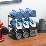 Black Water Bottle Organizer,Stackable Bottle Storage Rack,2 Pack Wine and Tumbler Water Bottle Holder for Cabinet Organization and Storage,Plastic Wine Display