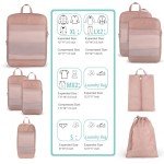 Expandable Compression Packing Cubes for Suitcases,8 Set Lightweight Compressible Travel Packing Organizer for Carry on Suitcase,Organizer Bags Set as Travel Essentials for Women(Pink)