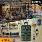 Tool Bag，Roll Up Tool Bag, Heavy Duty Portable Tool Organizer with and 4 detachable and secure zipper pockets,2 detachable transparent pockets,Gift for Dads, Mechanics