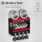 Spampur Power Tool Organizer Wall Mount, 15 Min Fast Assembly & Maximum 100lb load by Heavy Duty Metal,4/6/8 Slots for Cordless Drill, Garage Storage Shelf with Hooks, Suitable for Pegboard/Shed