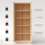 From the Tree Furniture Storage Cabinet 2 Doors Solid Wood - Adjustable Shelves, Pantry, Linen Closet & Laundry Offers Ample Organization (Unfinished)