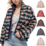 friday black deals 2024 women jackets men friday black deals 2024 Cropped Puffer Jacket for Women Lightweight Floral Printed Open Front Quilted Coat Winter Warm Outwear my orders