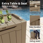 Greesum 31 Gal Resin Deck Box,Outdoor Storage for Patio,Garden Tools,Pool Supplies, Weatherproof and UV Resistant, Lockable, Light Coffee