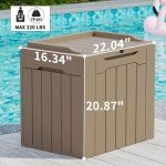 Greesum 31 Gal Resin Deck Box,Outdoor Storage for Patio,Garden Tools,Pool Supplies, Weatherproof and UV Resistant, Lockable, Light Coffee