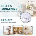 SureHelp™ 2 Tier Bathroom Storage Organizer | Multi- Purpose Pull-Out Organization with Track for Pantry, Kitchen | Clear Under Sink Organizers and Storage for Medicine Cabinet Drawers Bins and Vanity