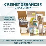 SureHelp™ 2 Tier Bathroom Storage Organizer | Multi- Purpose Pull-Out Organization with Track for Pantry, Kitchen | Clear Under Sink Organizers and Storage for Medicine Cabinet Drawers Bins and Vanity