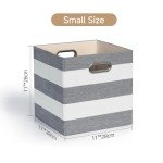 Bosyarthm Foldable Cube Storage Bins, Thicker Fabric Cubby Decorative Storage Baskets for Organization Shelf, Closet, 11x11x11 inch, Pack of 4, Black-white Stripes