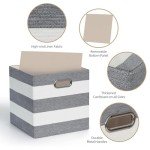 Bosyarthm Foldable Cube Storage Bins, Thicker Fabric Cubby Decorative Storage Baskets for Organization Shelf, Closet, 11x11x11 inch, Pack of 4, Black-white Stripes