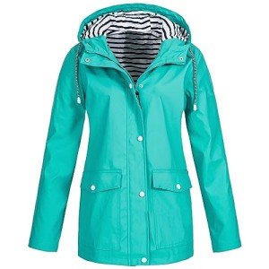 Womens Coat New Order Womens Rain Coat Waterproof Active Outdoor Rain Jacket Lightweight Zip Up Fall Winter Raincoat Windbreaker With Hood 1-Mint Green 5XL My Orders