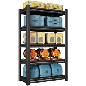 LLIIFFEE Storage Shelves 2000LBS Heavy Duty Garage Shelving Adjustable 5 Tier Metal Shelving Unit Industrial Utility Rack for Garage Storage, Basement, Warehouse Organization (12" D*28" W*63" H)