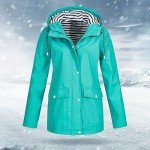 Womens Coat New Order Womens Rain Coat Waterproof Active Outdoor Rain Jacket Lightweight Zip Up Fall Winter Raincoat Windbreaker With Hood 1-Mint Green 5XL My Orders
