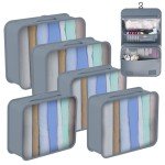 YUSWBCO Packing Cubes for Travel 6 Set Travel Cubes for Packing Suitcase Organizer Lightweight Travel Packing Cubes Travel Packing Organizers (Gray)