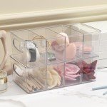 Naivees Plastic Divided Storage Containers Storage Bin Storage Containers with 4 Dividers Cabinet Organization Clear Plastic Bins for Fridge,Pantry, Kitchen (3 Pack)