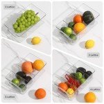 Naivees Plastic Divided Storage Containers Storage Bin Storage Containers with 4 Dividers Cabinet Organization Clear Plastic Bins for Fridge,Pantry, Kitchen (3 Pack)
