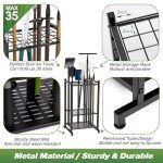 Sttoraboks Garden Tool Organizer, Yard Tool Tower Rack for Garage Organization and Storage, Up to 35 Long-Handled Tools/Rakes/Brooms, Heavy Duty Steel Garden Tool Stand for Shed, Outdoor, Black