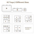 A-LUGEI【𝟰𝟮𝗣𝗖𝗦】【Black】 Tool Box Organizer Tray Divider Set, Desk Drawer Organizer, Garage Organization and Storage Toolbox Accessories for Rolling Tool Chest Cart Cabinet Work Bench Small Parts