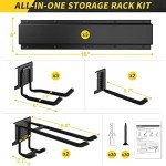 UUP Garage Storage, Garage Organization, Wall Mount Garden Tool Organizer 48 Inches, Max 440lbs Adjustable Metal Hooks, Yard Shed Rack, Tool Holder for Hanging Rake Broom Mop Snowboard, Home Gift