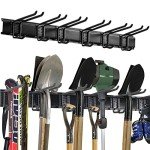 Aking Ace Wall Mount Tool Storage Rack, Heavy Duty Garage Storage Tool Organizer, Garden Tool Wall Hooks and Hangers, Hold Up to 350lbs Black