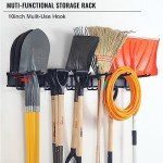 Aking Ace Wall Mount Tool Storage Rack, Heavy Duty Garage Storage Tool Organizer, Garden Tool Wall Hooks and Hangers, Hold Up to 350lbs Black