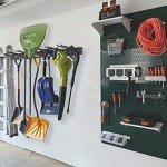 Aking Ace Wall Mount Tool Storage Rack, Heavy Duty Garage Storage Tool Organizer, Garden Tool Wall Hooks and Hangers, Hold Up to 350lbs Black