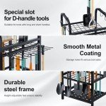 BUTUNITA Garden Tool Organizer for Garage, Storage Rack for Garage Organization, Shed, Outdoor, Yard Tool Organizer Holds Up to 39, Shovels, Rakes, Brooms, Black Metal Garden Tool Storage