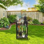 BUTUNITA Garden Tool Organizer for Garage, Storage Rack for Garage Organization, Shed, Outdoor, Yard Tool Organizer Holds Up to 39, Shovels, Rakes, Brooms, Black Metal Garden Tool Storage