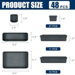 TaoTazon 48PCS Tool Box Organizer Tray Divider, Toolbox Desk Drawer Organizer with 3 Sizes, Organization and Storage Toolbox for Garage Accessories