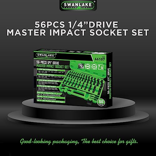 56-Piece SWANLAKE Impact Socket Set: SAE and Metric