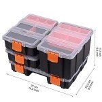 CASOMAN Hardware & Parts Organizers, 4 Piece Set Toolbox, Compartment Small Parts Organizer, Versatile and Durable Storage Tool Box