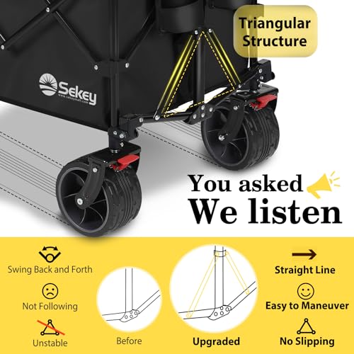 Sekey Collapsible Foldable Wagon, 440lbs Capacity, All-Terrain Wheels
