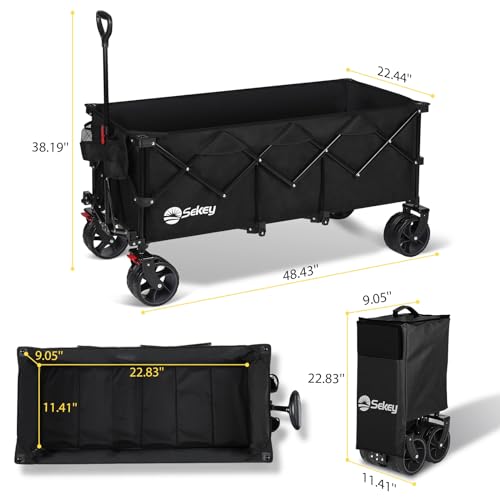 Sekey Collapsible Foldable Wagon, 440lbs Capacity, All-Terrain Wheels