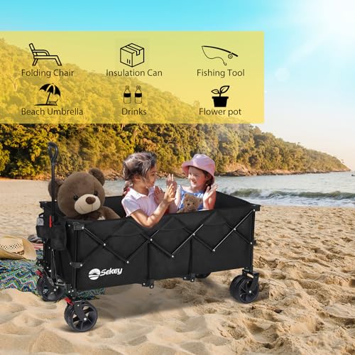 Sekey Collapsible Foldable Wagon, 440lbs Capacity, All-Terrain Wheels