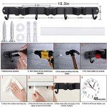 HYRIXDIRECT Broom Holder Wall Mount Broom Organizer Mop Holder Hanger Garden Tool Organizers Storage Rack Garage Laundry Room Organizations and Storage with Hooks Heavy Duty