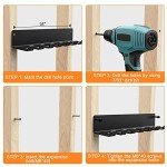 BRTGYM Gym Rack Organizer, Home Gym Accessories Hanger, Wall Mount Hooks for Olympic Barbells, Row Handles, Bats or Tools (E-Book Instruction Included)