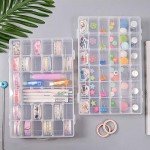 OUTUXED 2pack 36 Grids Clear Plastic Organizer Box Container Craft Storage with Adjustable Dividers for Beads Organizer Art DIY Crafts Jewelry Fishing Tackles with 5 Sheets Label Stickers