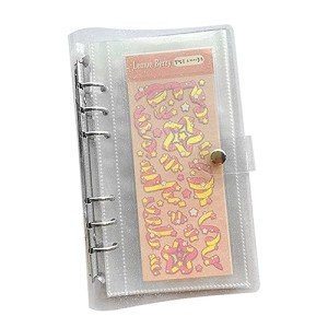 Clear Sticker Organizer Storage Binder for Kpop Deco Stickers A6 Sticker Book Collecting Album for Planner Scrapbook and Journal Stickers Displaying Double-sided 50 Pocket