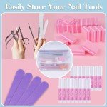 Lokyango Plastic Storage Personal Box for Nail, 2 Pack Double-Layer Nail Implement Storage Box Organizer Case Manicure Tool Box for Nail Pedicure Supply Tools (C-clear-2pcs)