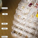 Greentainer Acrylic Jewelry Box with 120 Grid,Clear Earring Storage Organizer with Transparent Lid for 5 Drawer,Stackable Jewelry Box Tray for Women Girls,jewlery Case for Ring Bracelet Necklace