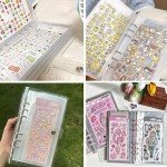 Clear Sticker Organizer Storage Binder for Kpop Deco Stickers A6 Sticker Book Collecting Album for Planner Scrapbook and Journal Stickers Displaying Double-sided 50 Pocket