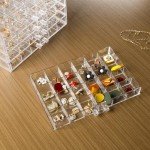 Greentainer Acrylic Jewelry Box with 120 Grid,Clear Earring Storage Organizer with Transparent Lid for 5 Drawer,Stackable Jewelry Box Tray for Women Girls,jewlery Case for Ring Bracelet Necklace