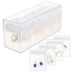 HOMEHIVE Acrylic Jewelry Box Organizer, Clear Jewelry Organizer Holder with 20 Portable Anti Tarnish Jewelry bags, Travel Jewelry Case for Earrings/Rings/Necklaces Gift for Women Girls, Clear